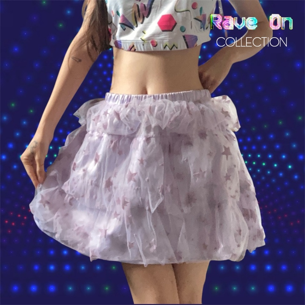 Horoscopez by Dolls Kill Rave Styled Cosmic Dust Mini Skirt in Purple